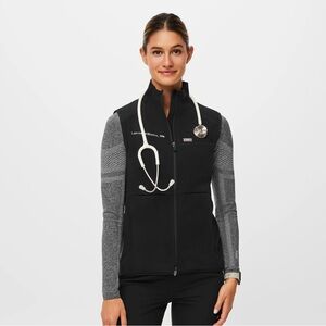 Figs Women's Black Zip-Up Vest - On Shift size small